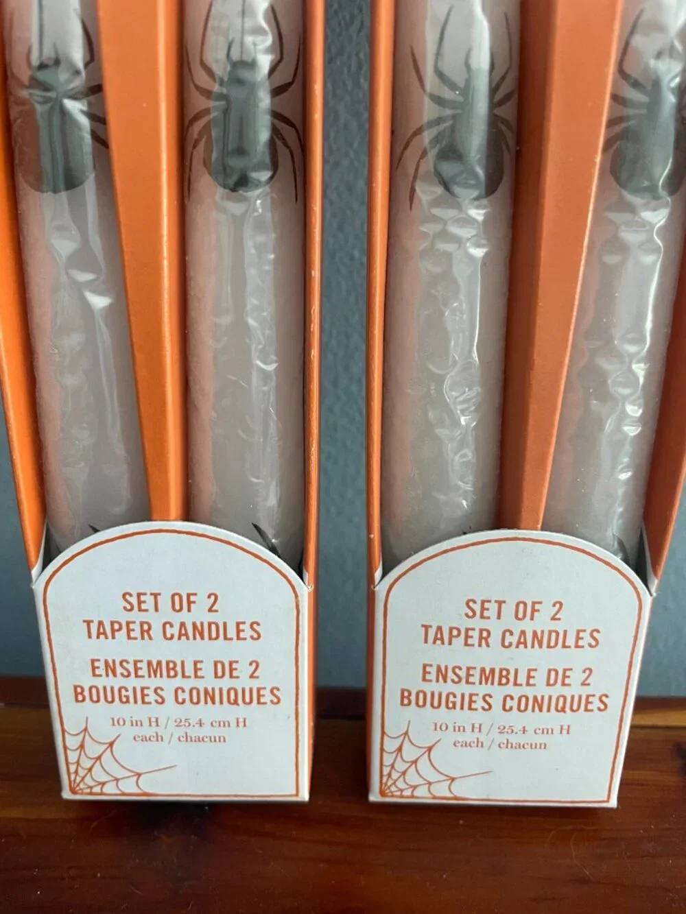 Martha Stewart Halloween White Black Spider Taper Candles 2 Sets